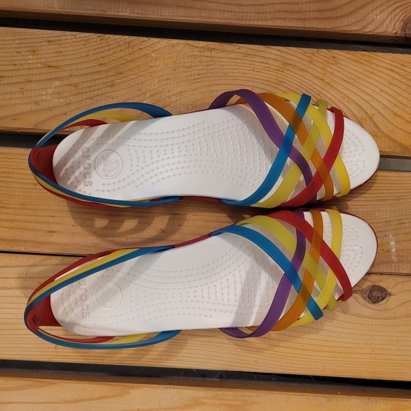 Crocs Huarache Rainbow Strappy Sandal Womens 10W - Picture 6 of 7